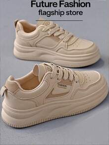 LISM 1 双女士休闲鞋，2025 年春夏新款欧美时尚，百搭运动轻便复古休闲运动鞋 - 卡其色 - 查看 3