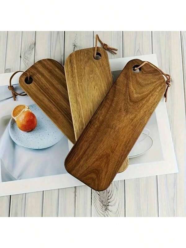 1 pieza Bandeja de madera de acacia sólida, bandeja de servicio, bandeja para cordón, bandeja de servir plana, bandeja de postres. Adecuado para fiestas festivas, restaurantes, familias, exteriores y otras ocasiones. Regalo navideño ideal. Adecuado para Navidad, Acción de Gracias y otras festividades.