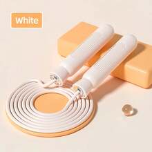 Cuerda de saltar ajustable para ejercicio, pérdida de peso, fitness para mujeres, hombres y niños, longitud de cuerda, saltos de carga de peso en interiores - Blanco (3M) - Ver 3