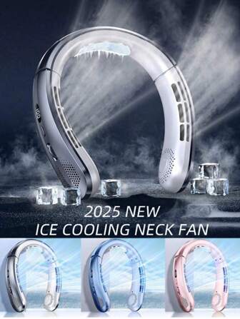 1pc USB Rechargeable Portable Neck Fan, Digital Display, Infinite Speed 100 Gears, Personal Hanging Neck Fan, Suitable For Home/Travel/Camping/Office/Workout/Work/Night Running, Keep Cool & Comfortable, Essential For Holidays