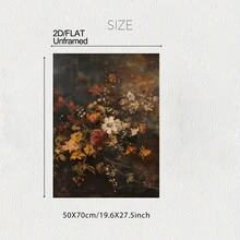 Frameless, A Retro Autumn Floral Wall Art Poster, Dark Autumn Flower Decorative Painting, Plant Art Hanging Painting, Room Decoration, Living Room Art Decoration, Modern Home Wall Art Decoration, Ideal Home Gift Creativity, Suitable For Living Room Study Bedroom Corridor Art Decoration Painting