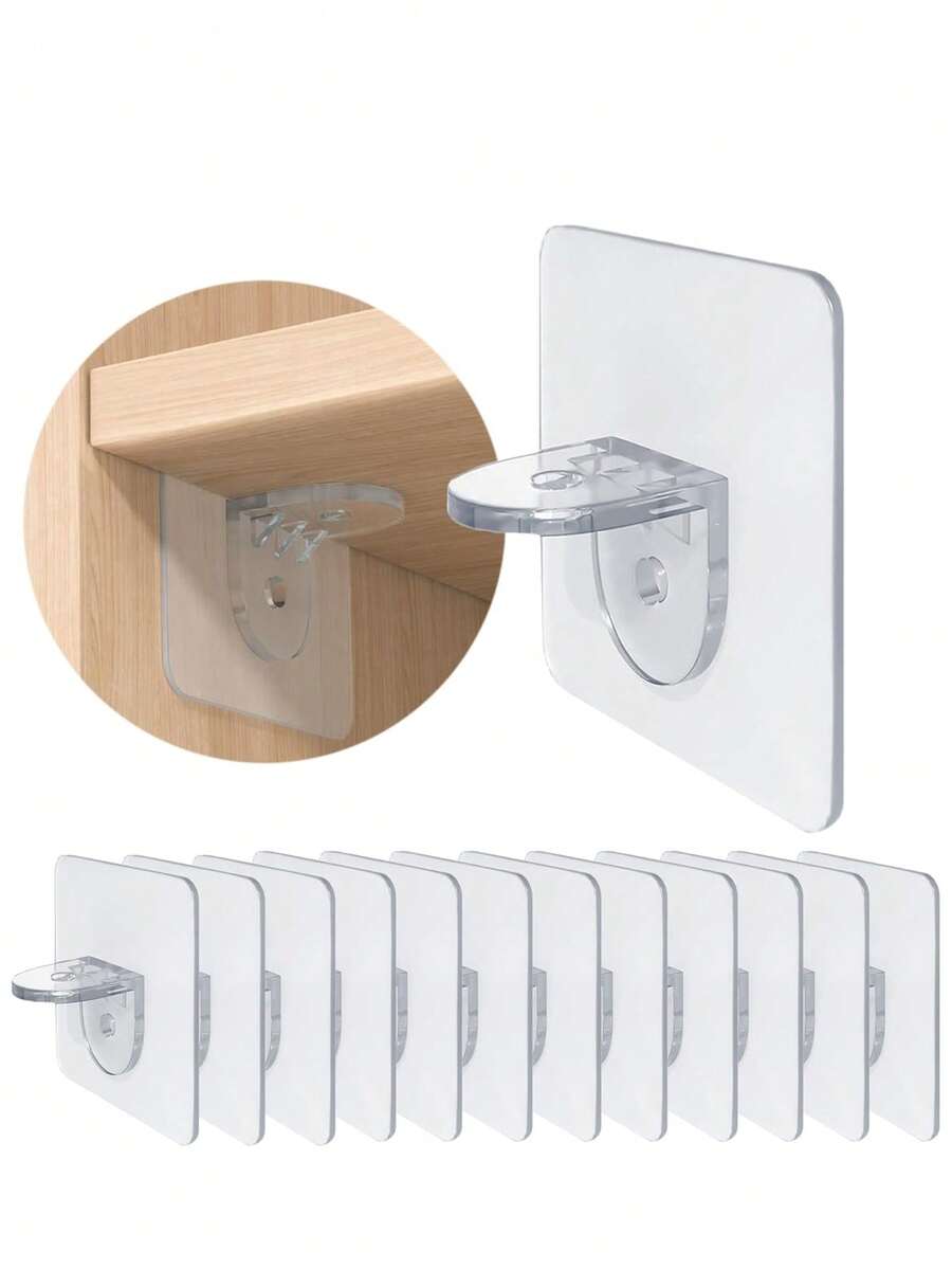 4/7 ganchos adesivos sem perfuração, design sem costura, suportes de prateleira sem perfuração, organizador de armários, suportes de prateleira com montagem adesiva, adequados para organização de guarda-roupas, revestimentos de armários e suportes em camadas