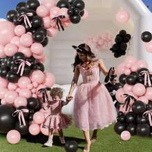 Bộ 116 bóng bay màu hồng ngọc trai, đồ trang trí sinh nhật (đen và hồng), phù hợp cho bé trai, bé gái, trẻ em, em bé, tiệc chào đón em bé, tiết lộ giới tính, đám cưới, sinh nhật, phòng, đồ dùng tiệc tùng - Đen + Hồng - Xem 4