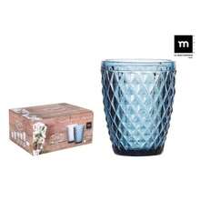 ARISE - Set de 6 Vasos de Colores SIDARI 270ml – Morado, Azul y Transparente – Vasos de Vidrio Elegantes para Agua, Jugo, Refresco o Cócteles – Perfectos para Fiesta, Cena, Picnic o Uso Diario - Azul - Ver 3