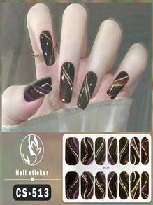 1pc No-Bake Marble Pattern Glitter Nail Stickers, Waterproof Peel-Off Nail Art Stickers, Full Nail Wrap, Women's Nail Art, Self-Adhesive Nail Stickers, Minimalist & Fashionable, Easy To Use, Suitable For Holiday Decoration, Party Decoration, Stage Decoration, Daily Decoration, Holiday Gifts, Birthday Gifts, A Perfect Gift For Loved Ones