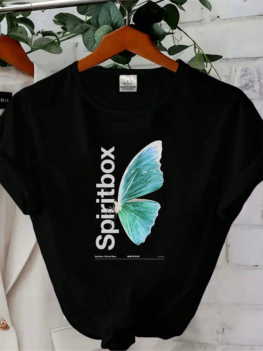 180g Pure Cotton NWT Spiritbox Eternal Blue Heavy Metal Band Black T-Shirt Size S 5XL Fashion Stretched Soft Summer Casual For Women Breathable Top For Everyday Wear Print Round Neck Short Sleeve Designer Clothes Comfortable Versatile Graphic Homme Unisex Streetwear Stylish Slightly.