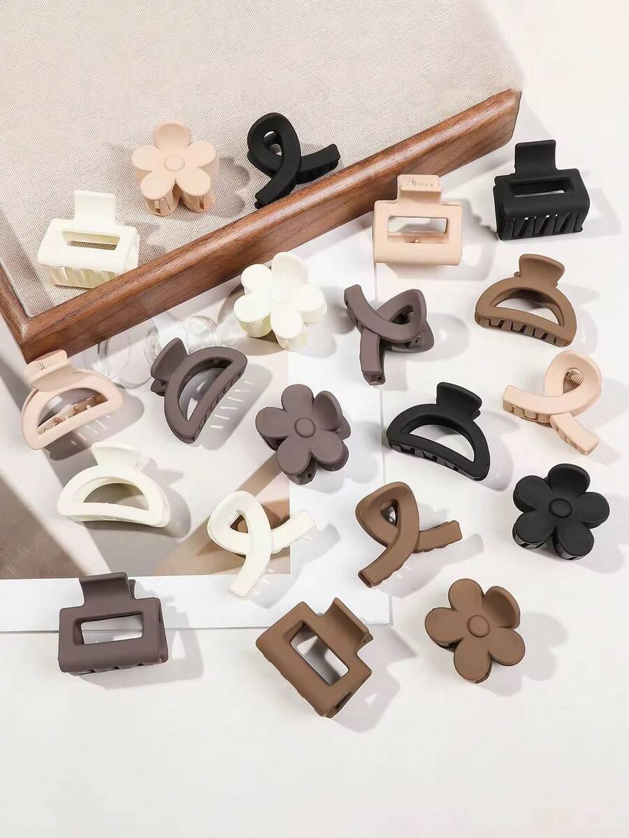8 Pieces Minimalist Clips Matte Neutral Tones Style And Sophistication Korean Hair Clip Models - Nhiều màu - Xem 1