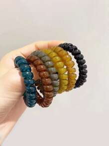 10件/5件透明果冻色发带套装，简约高弹力发带，马尾辫固定器，不会损坏头发，发饰 - 果凍色 - 查看 3