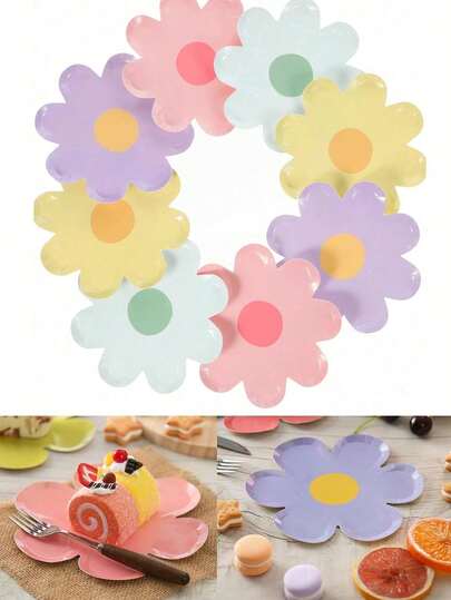 10pcs Daisy Plates Flower Paper Plates, Daisy Paper Plates Flower Plates Disposable, Groovy Plates Spring Daisy Party Paper Plates Cute Flower Shaped Paper Plates Daisy Party Supplies,Birthday,Wedding,Party Decoration