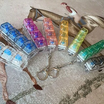 1pc Stress-Relief Fidget Keychain - Mini Keyboard Design, ABS Resin, Perfect Gift For Adults