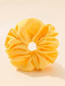 1pc Yellow Satin Oversized Scrunchie, Elegant Stretchy Hair Tie, Nape Hair Accessory, Hair Ties, Scrunchy Hair Ties, Washing Face, Hair Accessories Ponytail Head Accessories Elastic Band - Yellow - View 3