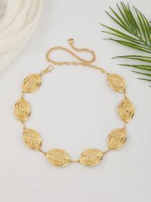 1 件女士金属多色 U 形椭圆形西式腰带装饰腰带，可调节尺寸腰链适合节日、派对、圣诞节送给女朋友的秋季、万圣节礼物 - XY1269 - 查看 15