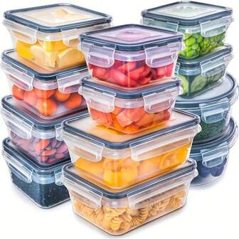 8pcs Assorted Size Transparent Food Storage Containers With Tight Sealing Lids - Ideal For Fruits, Vegetables, Pasta Etc. Reusable Polypropylene Set, Microwave Jars (Assorted Styles)
