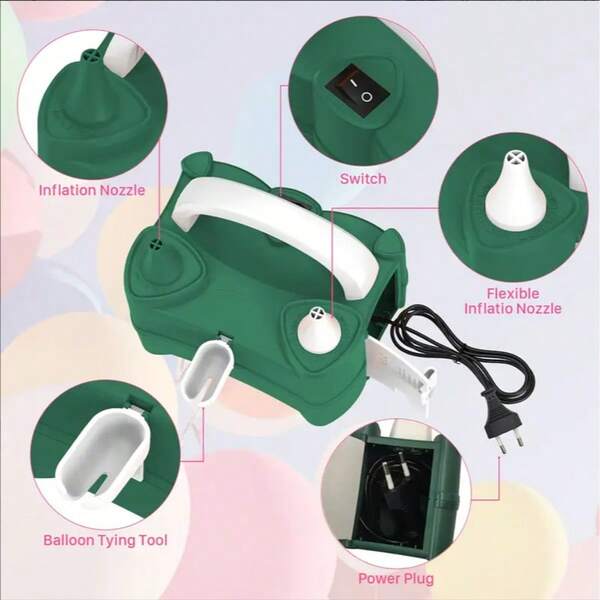 AOYI Electric Balloon Pump, Portable Double Nozzle Electric Balloon Blower, Air Pump Balloon Inflator For Party/Wedding/Birthday/Celebration