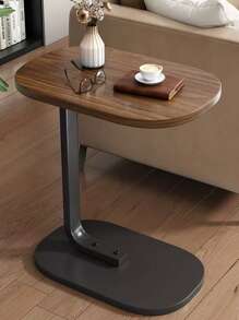 1 Piece Of Family Office Desk, Living Room C-Shaped Sofa Side Table - Modern And Durable Wood And Iron Structure, Sturdy Black Frame - Perfect Choice For Living Room And Bedroom Decoration, Compact Design Suitable For RVs And Families, Easy To Carry, Sofa Side Table