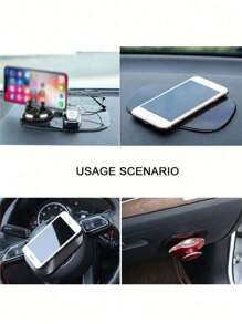 Car Dashboard Black Silicone Anti-Slip Mat, High Temperature Resistant Storage Mat, Waterproof And Anti-Slip Mat, Creative Car Ornaments, Fixed And Non-Slip, Washable And Reusable, Suitable For Mobile Phones, Keys, Glass, Mirrors, Metal Anti-Slip Sticky Pads, Auto Accessories