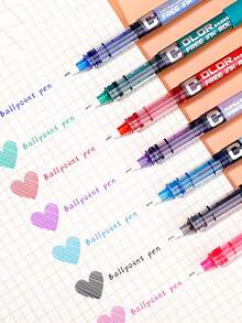 4支彩色直液式速干中性笔，流畅书写，不掉墨，确保书写流畅，绘画时不渗墨。办公用品、返校用品、文具、圆珠笔、返校季用品 - 彩色 - 查看 2