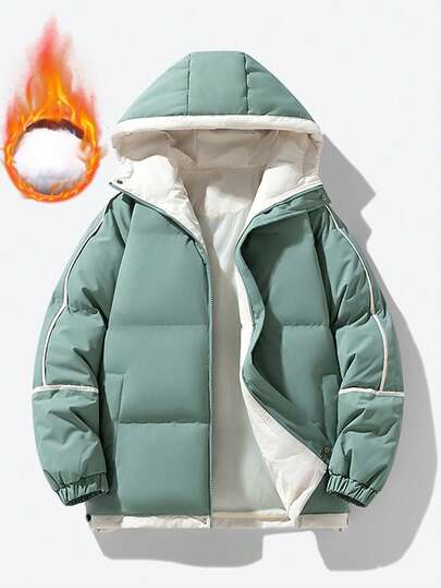 Manteau matelassé pour hommes, manteau à capuche zippé chaud et décontracté à manches longues, convenant aux activités de plein air, au streetwear et à l'usage quotidien, automne/hiver