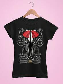 Playera Para Dama Diseño Traje de Mariachi Plateado Fiestas Patrias - Negro - Ver 2