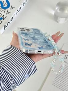 Ốp điện thoại chống rơi, viền lượn sóng, bóng bẩy, họa tiết bướm, kèm vòng tay hạt cườm thủ công, tương thích với iPhone 16/11/16pro/16plus/16promax/16e/15Promax/13/14/12/XS/XR/7G/8P, Galaxy 11/12Pro/12/12X/13Pro/14Pro/15Pro/, Redmi 10/9/Note9/12c/Note11pro/Note8Pro, phiên bản quốc tế, không phải phiên bản nội địa. - Nhiều màu - Xem 6