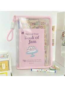 1 buc. Geantă colorată pentru dosare A4, organizator de documente pentru studenți/birou de mare capacitate cu mânere (culoare aleatorie a mânerului)