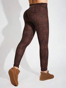 1 Pack Women's Casual High Elasticity Solid Color Leggings, Soft & Comfortable, Suitable For Home, Exercise, Shaping, Stretching, Lifting Buttocks, Outdoor Activities, Walking, Shopping, Fitness, Running, Work Commute, Street Events, Parties, Autumn/Winter - Multicolor - View 13