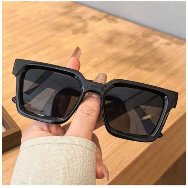 Gafas de moda con marco cuadrado retro negro, aptas para uso diario