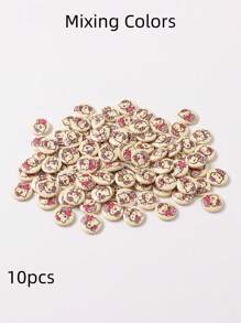 Sanrio 100pcs Hello, Kitty  15mm Wooden Buttons - Mixed Pack, Hello, Kitty Pattern, 2 Holes, Light Beige Natural Wooden Buttons For Sewing, Knitting, DIY Crafts And Clothing Accessories