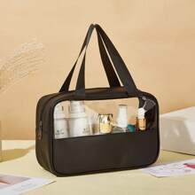 3-1pc Hanging Toiletry Kit Transparent PVC Toiletry Bag For Makeup Tools Waterproof Portable Zipper Make Up Organizer Minimalist For Women For Bathroom Wash Bag Gift For Mom Beach Bag Beach Essentials Beach Towel Organizer Beach Accessories Beach Stuff Holiday Bag Holiday Essentials For Summer For Vacation