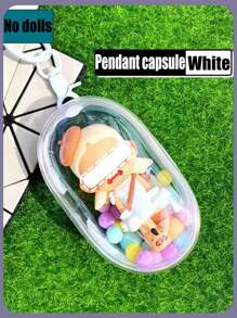 1 件便携式迷你人物透明展示袋（带钥匙扣和彩色球，不含人物）、悬挂式盲盒收纳袋、拉链封口、防尘收藏盒、可爱包包挂饰、背包吊坠、汽车钥匙扣 - 白色 - 查看 12