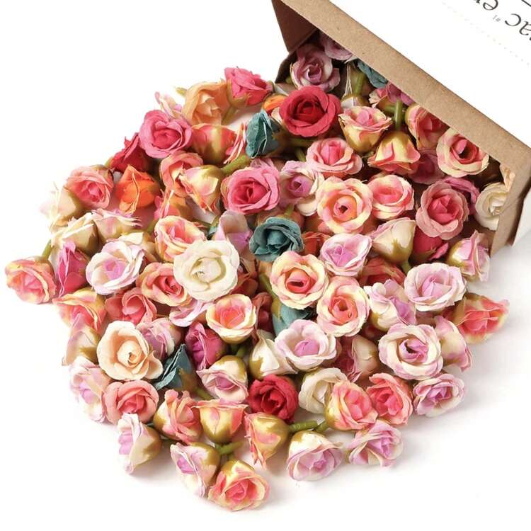 20Pcs 2cm Mini Rose Artificial Flowers Heads For Home Decor Wedding Decoration Fake Flowers DIY Wreath Scrapbook Gifts Accessory - 4 - 查看 1