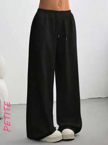 PETITE 女士休闲纯色抽绳腰运动裤