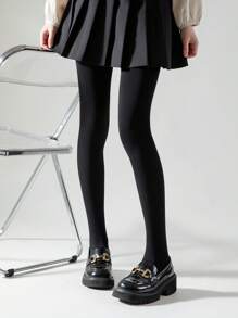 1双女士黑色保暖内衬紧身裤，弹力修身毛绒打底踩脚裤，适合春秋季穿着，舒适保暖