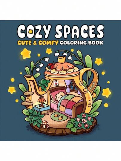 1pc COZY SPACES: Sách tô màu dành cho người lớn và thanh thiếu niên, thiết kế siêu dễ thương về không gian ấm cúng, Hygge để thư giãn. Giải phóng cảm xúc và giảm lo âu | Món quà lý tưởng cho các ngày lễ và những dịp đặc biệt Trở lại trường Coco Gifts Đồ chơi cho bé gái và bé trai Đồ chơi trẻ em tuổi teen Sách tô màu Wyo (Mặc định không có bút dạ)