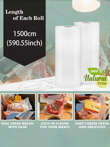 1 Roll Of 15 Meters Length Vacuum Packaging Bags, Reusable, Ideal For Sous Vide, Meal Prep, Low -Temperature Cooking & Beef Storage, Keeps Food Fresh, Household Kitchenware - White - View 6