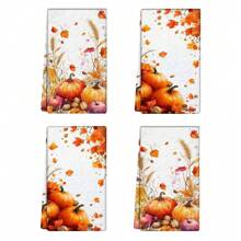 1/2/4pcs Autumn Pumpkin Pattern Decorative Towels - Super Absorbent Microfiber Towels, Machine Washable, Suitable For Holiday Decoration, Cooking, Baking, Housewarming Gifts And Cleaning, Fit For Kitchen, Bathroom, Toilet