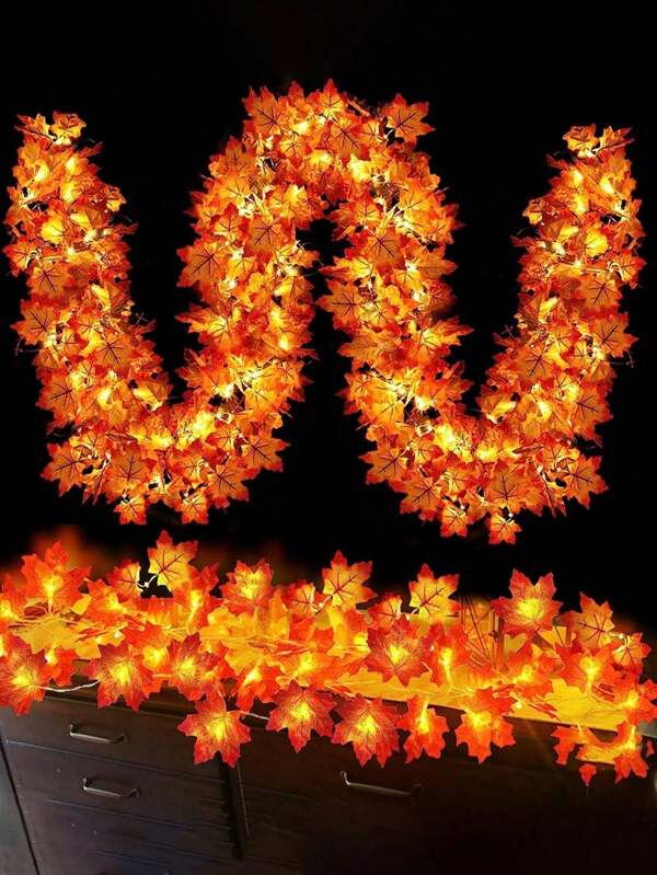 40 luces LED en forma de hoja de arce, guirnalda de hojas con luces, luces de cadena de hojas de arce DIY para fiestas, hogar, Acción de Gracias, Navidad, Halloween, decoraciones interiores y exteriores, decoración de otoño y cosecha. Decoración de hoja de arce agrandada para Halloween, decoración de otoño, luces de otoño, guirnalda de hojas gruesas con luces LED alimentadas por batería, adecuadas para decoración de Halloween, otoño, Acción de Gracias, decoración interior y exterior de otoño y cosecha
