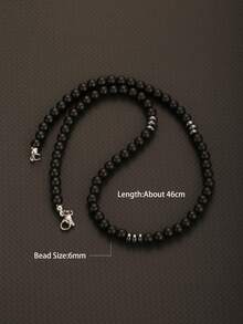 1 件时尚夏季简约黑色串珠项链男士珠宝 - 黑色 - 查看 7