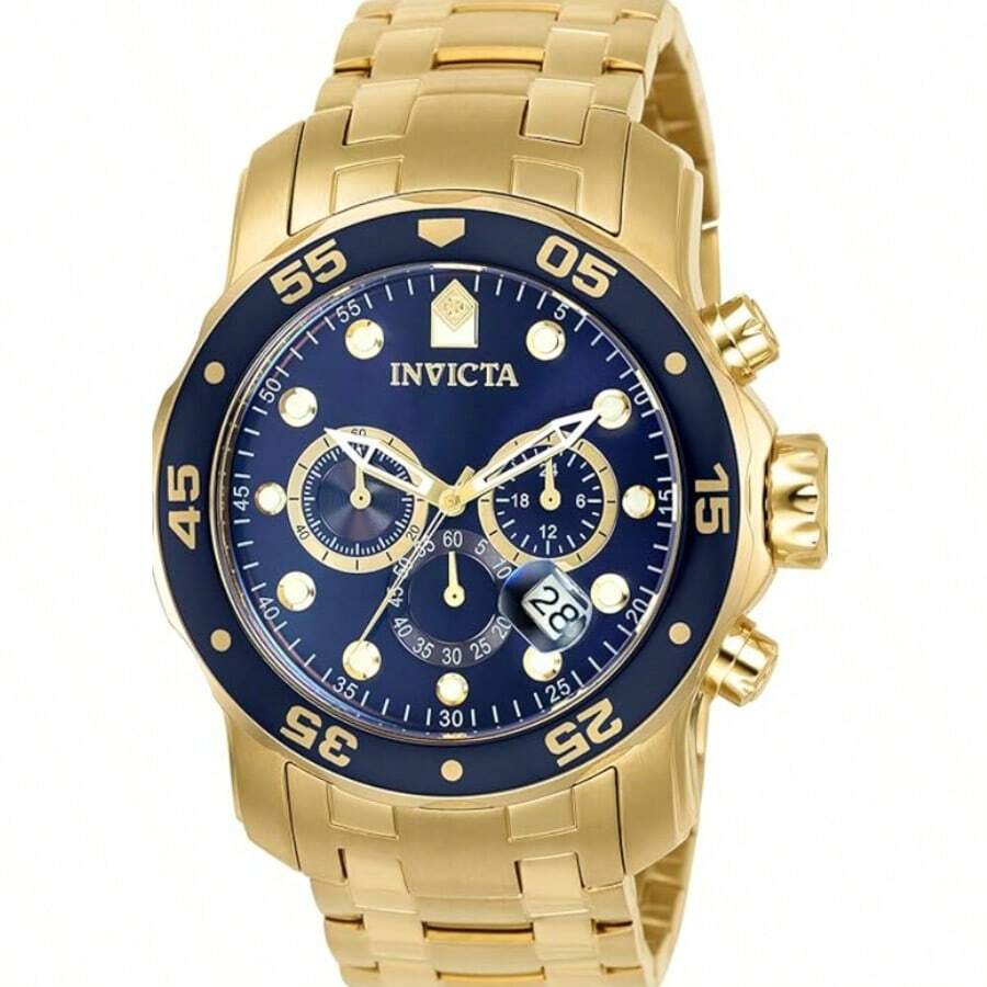 Invicta Pro Diver 0073 Men's Watch Gold Plated Stainless Steel TOP Quality! - 藍色 - 查看 1