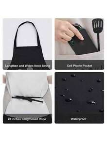 2‑Pack Water‑Drop Resistant Kitchen Bib Aprons With Built‑In Hand Towel & 2 Pockets – Adjustable Unisex Chef Aprons - Kiểu 1 - Xem 2