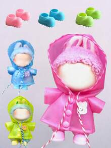 Roupas para Labubu 17cm Acessórios para Boneca Pingente Monstro Acessórios para Roupas Capa de Chuva Colorida de Verão V1 V2 V3 Pode Usar - Multicolorido - Ver 1