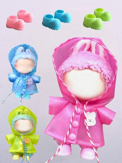 拉布布衣服 17cm 怪兽吊坠娃娃服装配饰 彩色夏季雨衣 V1 V2 V3 可用