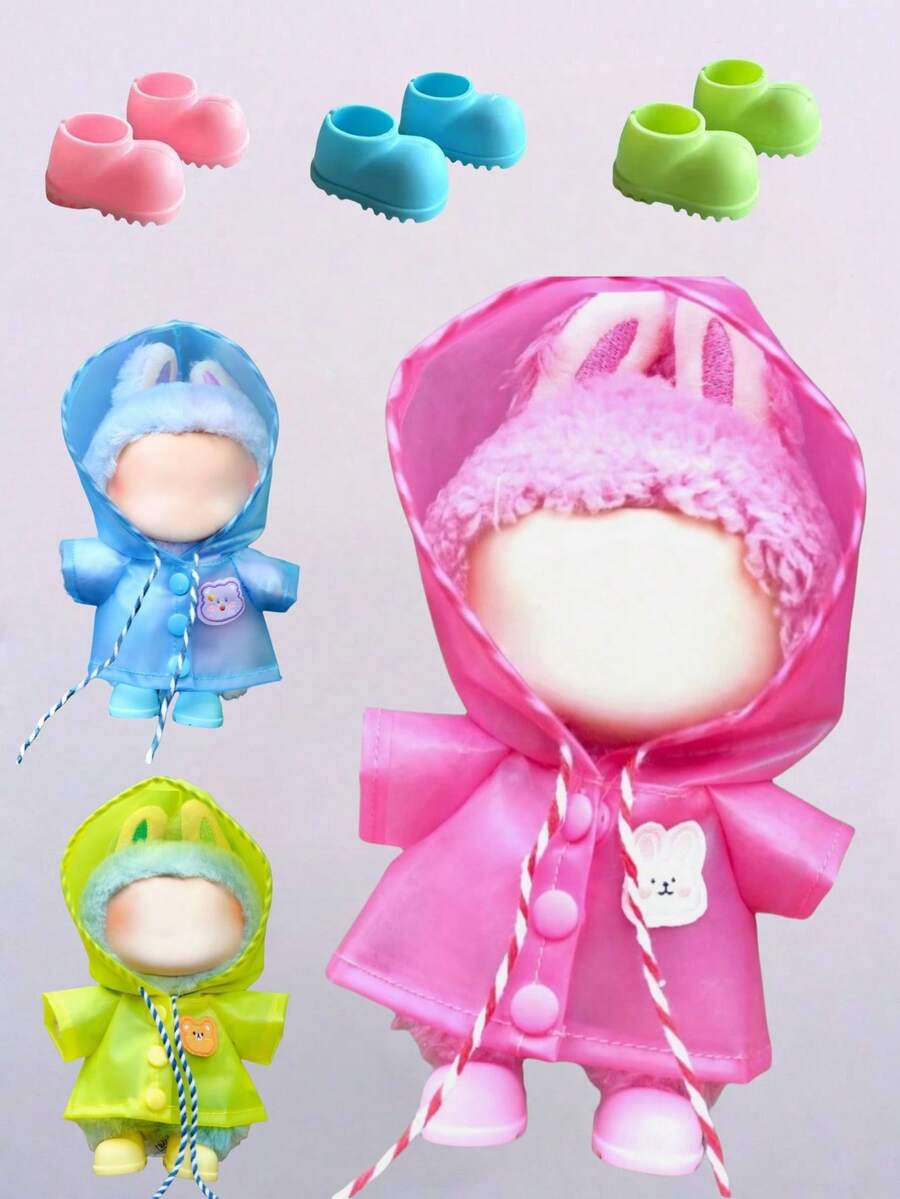 Roupas para Labubu 17cm Acessórios para Boneca Pingente Monstro Acessórios para Roupas Capa de Chuva Colorida de Verão V1 V2 V3 Pode Usar - Multicolorido - Ver 1