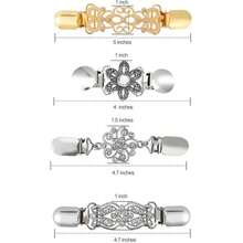 4 piezas Broches de clips para chales de suéter de moda, clips vintage para cuello de cárdigan, broches para capa de camisa, alfileres de broche para ropa de mujer, de zinc y piedra brasileña - Multicolor - Ver 7