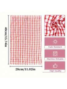 5/10pcs Pieces Of Colorful Checkered Dish Towels - Absorbent Kitchen Cleaning Cloth, Suitable For Use In Bedrooms, Bathrooms And Outdoors, Anti-Shrink Polyester Material (Red, White, Orange, Blue, Green), Reusable, Shrink-Resistant Kitchen Towels - Multicolor - View 3