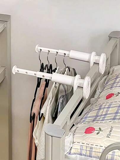 2 件/1 件 [安全抓握] 可调节伸缩晾衣架，带旋转夹 – 白色塑料衣架，适用于宿舍、浴室和衣帽间 – 为旅行者提供安全快速干燥的解决方案，宿舍必备品 | 多功能衣架 | 安全抓握功能，晾衣架