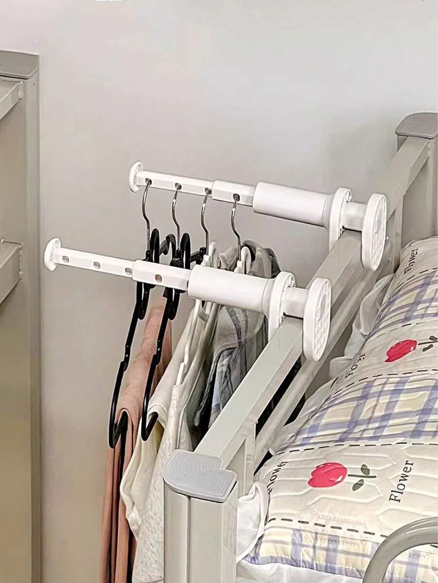 2 件/1 件 [安全抓握] 可调节伸缩晾衣架，带旋转夹 – 白色塑料衣架，适用于宿舍、浴室和衣帽间 – 为旅行者提供安全快速干燥的解决方案，宿舍必备品 | 多功能衣架 | 安全抓握功能，晾衣架