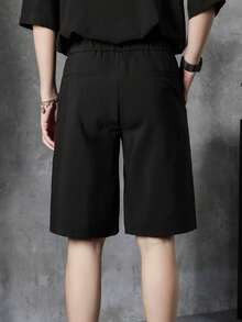 男式钩环休闲宽松直筒百慕大短裤 - 黑色 - 查看 5