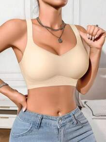 1pc Casual Comfortable Green Wireless Seamless Bra For Women