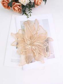 3D 刺绣蕾丝贴花，带水钻，23 厘米宽，DIY 新娘礼服配饰 - 香檳色 - 查看 3